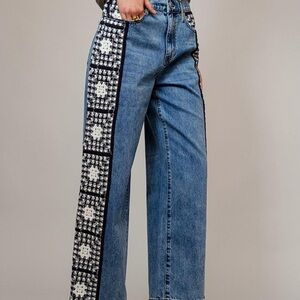 Blue Patterned Women's Jeans